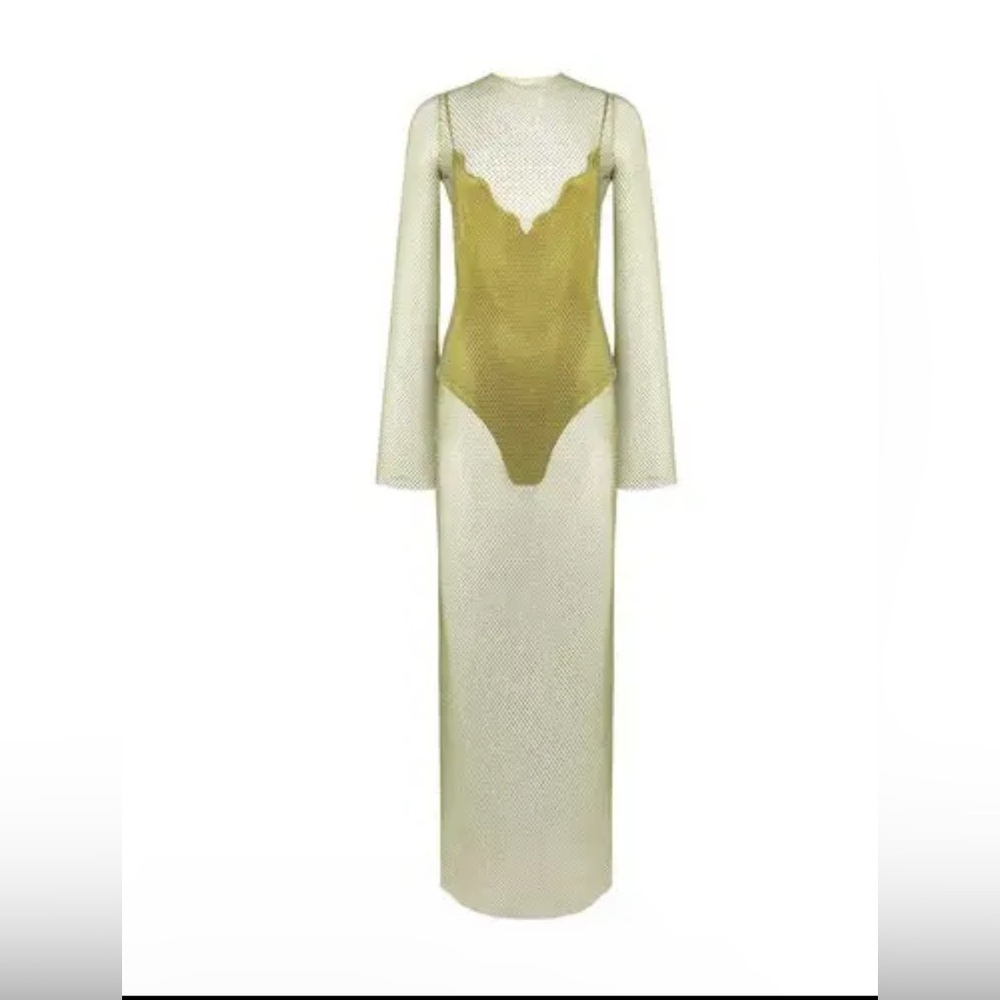 GALVAN Gloria Mesh Dress - 352olivine